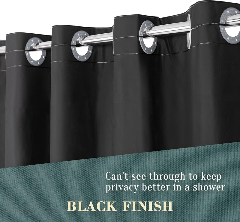 ABLUEN No Hook PEVA Shower Curtain or Liner - 8G Heavy Duty Black Bathroom Shower Curtain No Hooks Required, Waterproof Plastic & PVC Free, Standard Size 71 x 74, Black - Image 4